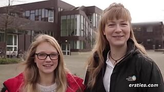 Firsties: Females fuck in the Berlin University Library