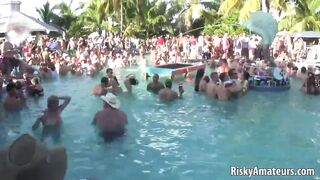 Bunch of amateur sluts getting wild and horny in public