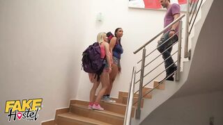 Fake Hostel – Secret Affair Turns into Bed Bunk Threesome