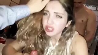 Stunning slut has threesome
