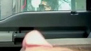 Cute young brunette has a dick flash peek.