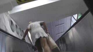 First-class upskirting scene demonstrates nice thong
