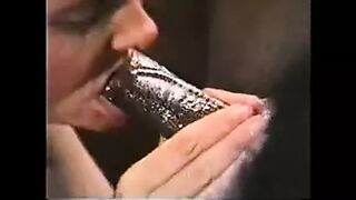 Tothless grandma sucking BBC and drink cum while hubby recor