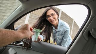 Skinny Street Whore Pounded Hard in Luxurious Car