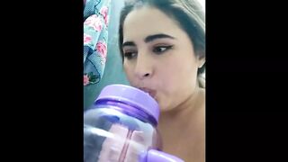 pretty blonde masturbates and ejaculates on camera
