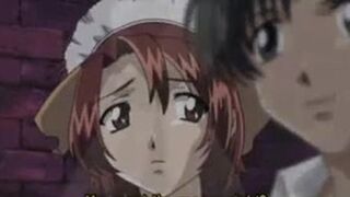 Tied up hentai girl gets her holes screwed up