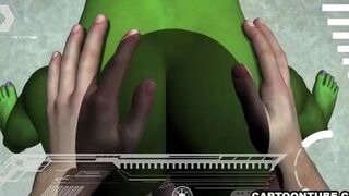 3D Alien has her tits and pussy fucked rough from POV
