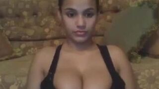 Slutty teen jiggling huge boobs