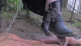 Gothic bdsm bitches get boots licked clean