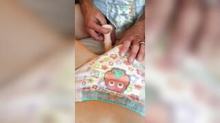 Boy and girl in wet goodnites diapers plat with a dildo sex