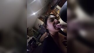Sucking hubby friend till he finishes
