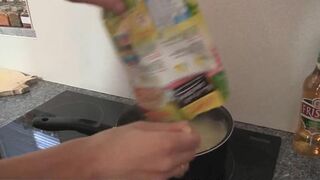 Dinner leads to family threesome