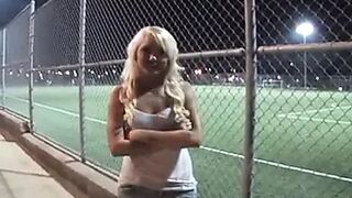 College girl takes a risky creampie