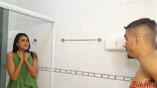 HE ENTERED THE BATHROOM WITHOUT WARNING! HE MADE ME SWALLOW HIS GIANT COCK DOWN MY THROAT AND FUCKED ME ON ALL FOURS