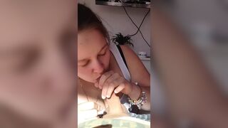 Girl's first blowjob