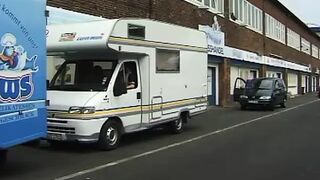 Amateur girlfriend threesome in a camping-car