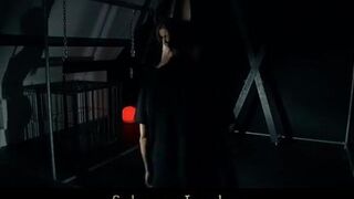 Young Alexis restrained in bondage devices and vibed rough