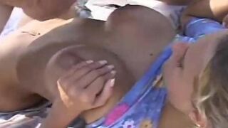 Busty blonde teen gets fucked in the backyard