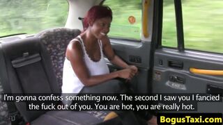Cheeky ebony blowing cabbies cock until cum