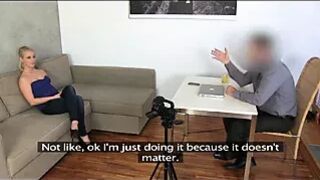 Casting Blonde amateur unhappy with creampie