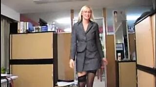 German Blonde MILF Secretary Stockings Anal