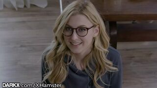 Skinny College Chick Throats Profs Huge Cock