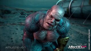 Superhero 3d animation with a big tits beauty