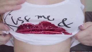 Cute babe with big natural tits is riding cock