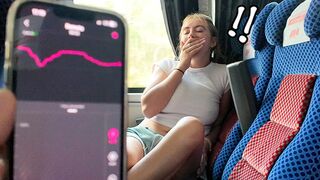 Risky! Girl Cums on Public Bus with Vibrator