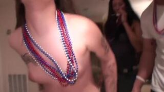 YOUNG BIG TIT TEEN SLUTS AT PARTY HAVE THREESOME W