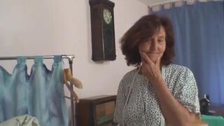 Clothed 70 years old granny rides young cock