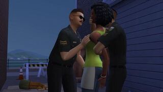 Ebony Barmaid Entertaining Two Cops At The Back Alley (Promo) | The Sims/ 3D Hentai