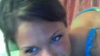 Webcam brunette strips and masturbates