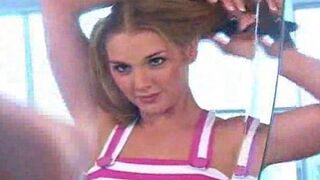 Brianna ,amazing blonde girl combs her hair