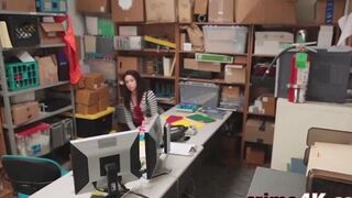 Sexy redhead girl gets banged by a nasty security guy
