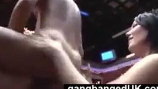 British bbw slut in stockings fucked at orgy