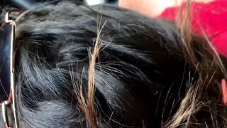 White whore playing with black dick