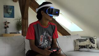 Isabel has a new game in her Playstation VR but she needs..
