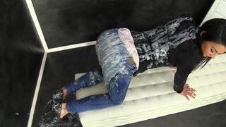 sexy small boobs girl covered slime attack