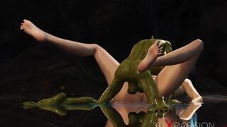 Hot sex! Green monster Boggles fucks rough a young queen