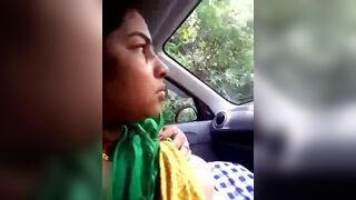 Aunty Sucking cock in car & huge boobs pressed