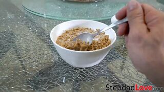 Naughty stepdaughter Shae Celestine blasted with jizz