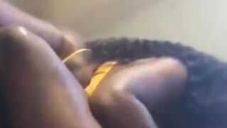 Big Tits Ebony Sucks BBC in a Public Balcony