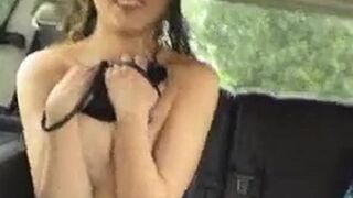 Erin in a van