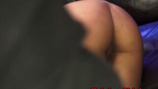 Rough dominator punishes blindfolded sub with objects