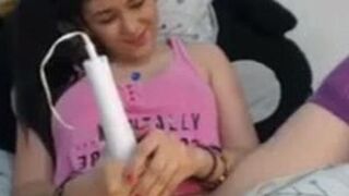 Teen girl loves to play with her vibe
