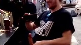 Showing his rough dick in public