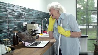 Grandma Norma has shaved pussy and 2 orgasms