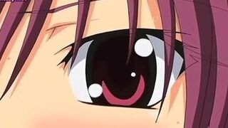 Sensual anime redhead slurping