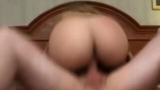 Pregnant blonde girl riding big dong in bedroom